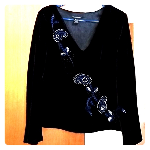 Black silk velvet top